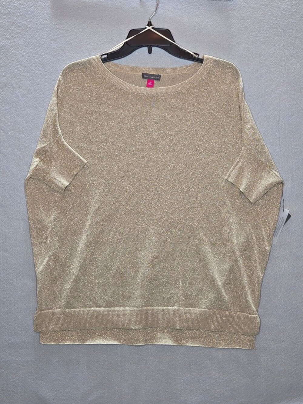 Vince Camuto Lurex Top Xs Gold Metallic